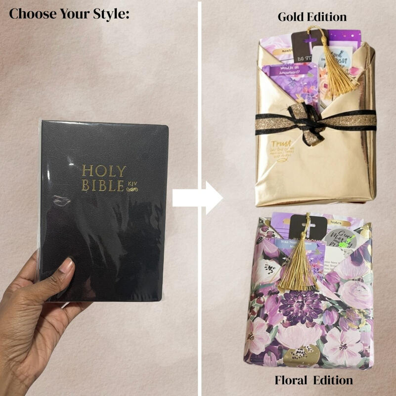 Gold or Floral Wrapped Bible Both gold and floral wrapped KJV Bible